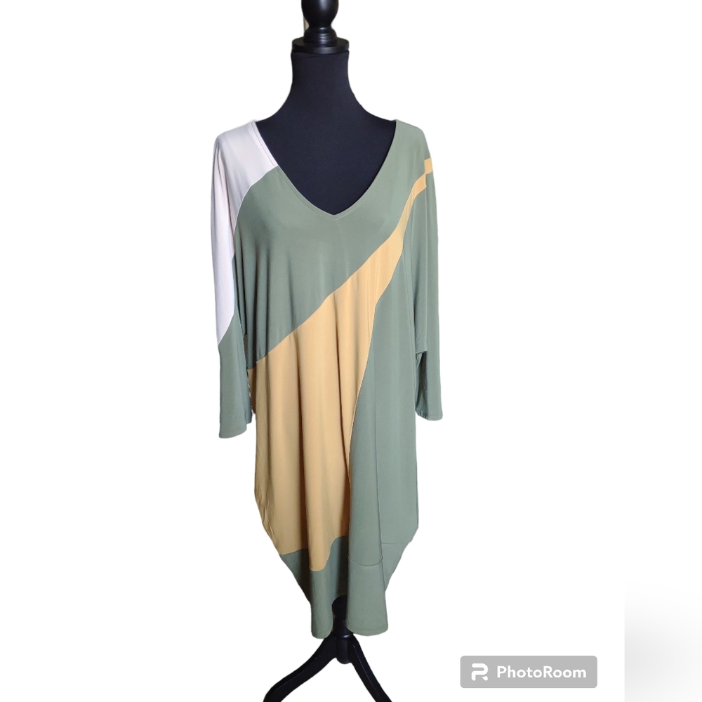 Antthony 3X Green Yellow & Cream Tunic Style Dress